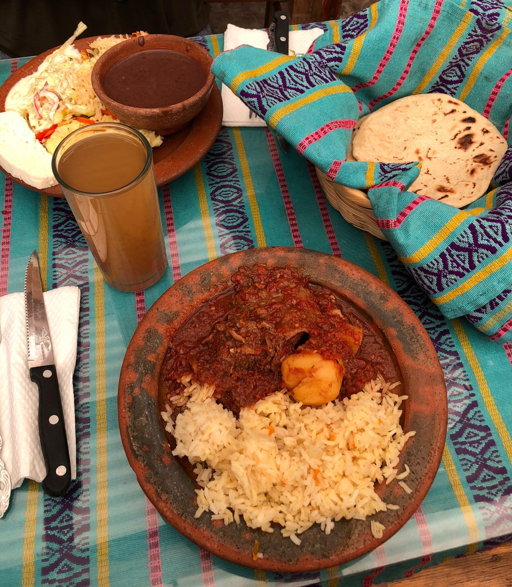 A Guatemalan cuisine served on the table