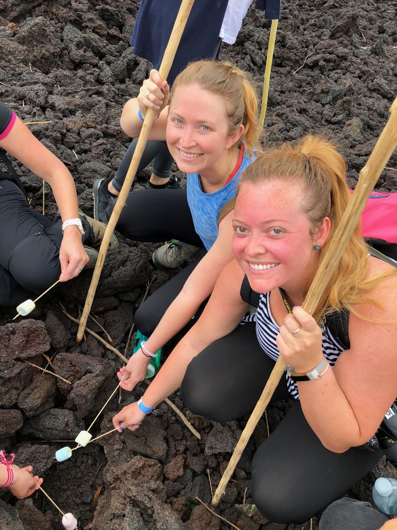 roasting marshmallows on the solidified hot lava of Pacaya Volcano