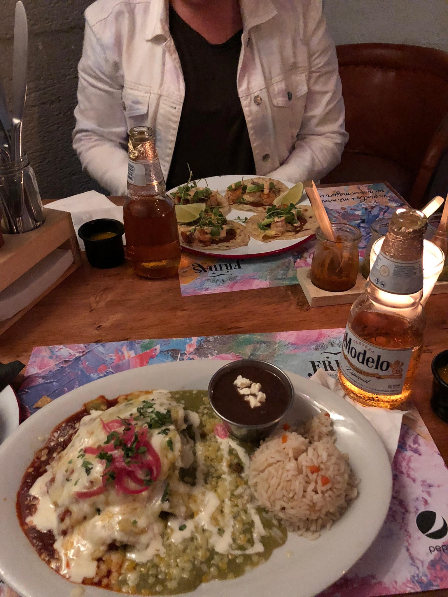 Mexican food served on the table.