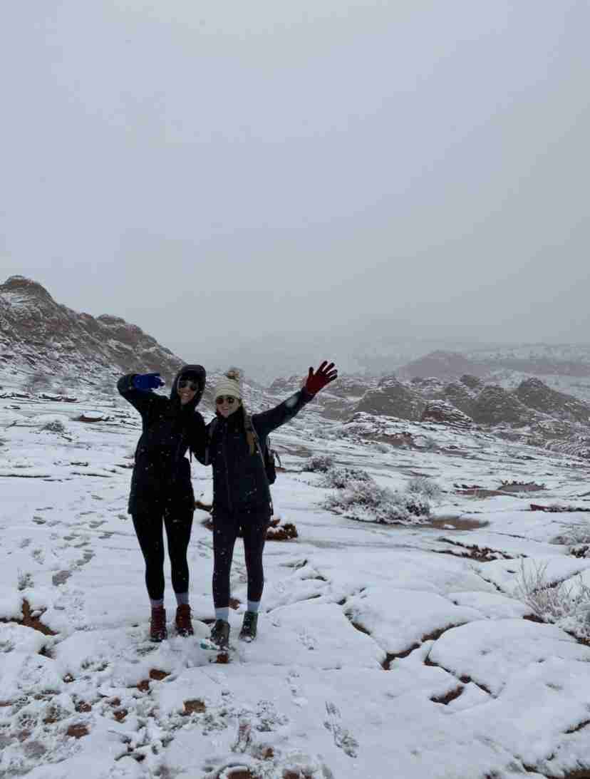 The Wave, AZ icy/snowy rocks on the way to The Wave