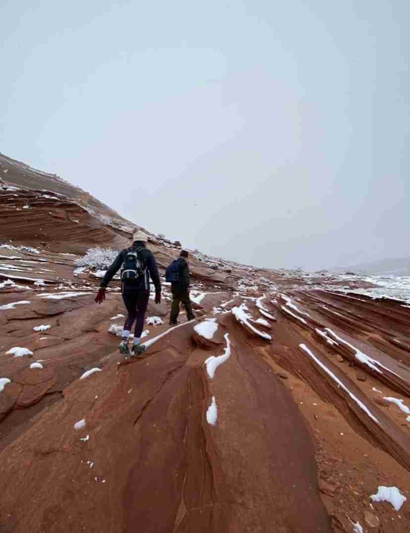 The Wave, AZ icy/snowy rocks on the way to The Wave