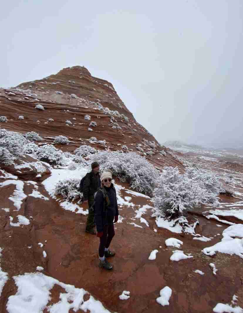 The Wave, AZ icy/snowy rocks on the way to The Wave
