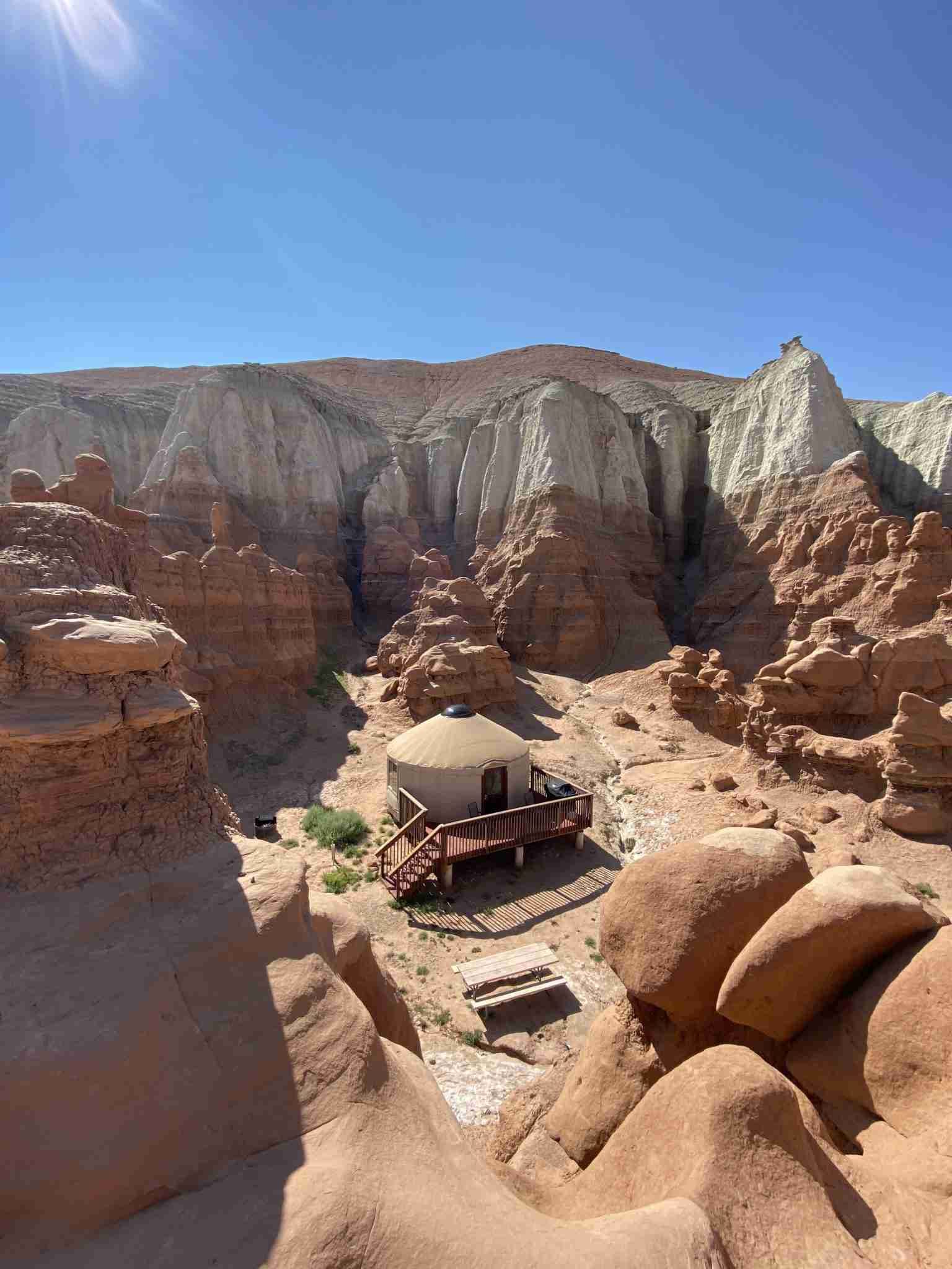Camping at Goblin Valley in a yurt